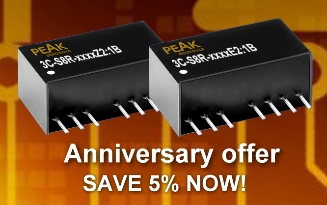 Jubiläumsangebot März 2023: 3C-S8R-xxxxE(Z)2:1B - Der neue 3 Watt Spannungswandler mit kurzer Lieferzeit